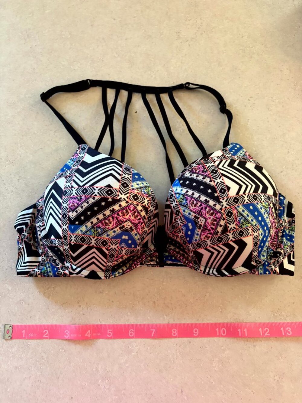 Victoria's Secret Bombshell Push-up Bra 36 B Colorful Front Closure Strappy Back